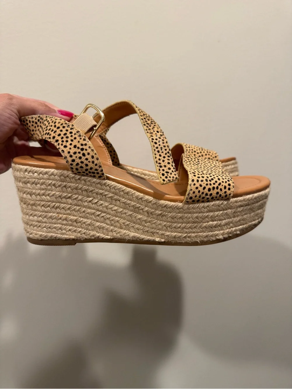 J. Crew Factory Tan & Black Cheetah Espadrille Wedge Sandals